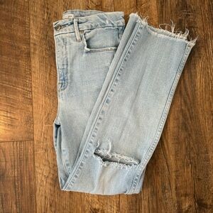 Good American high waisted straight leg jeans